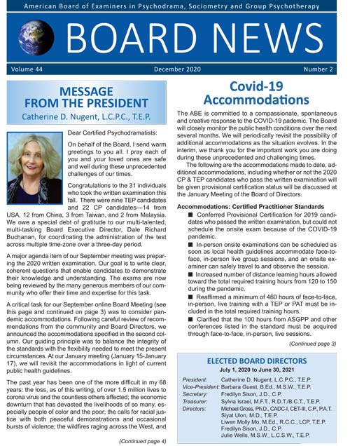 ABE Board News - December 2020 Newsletter